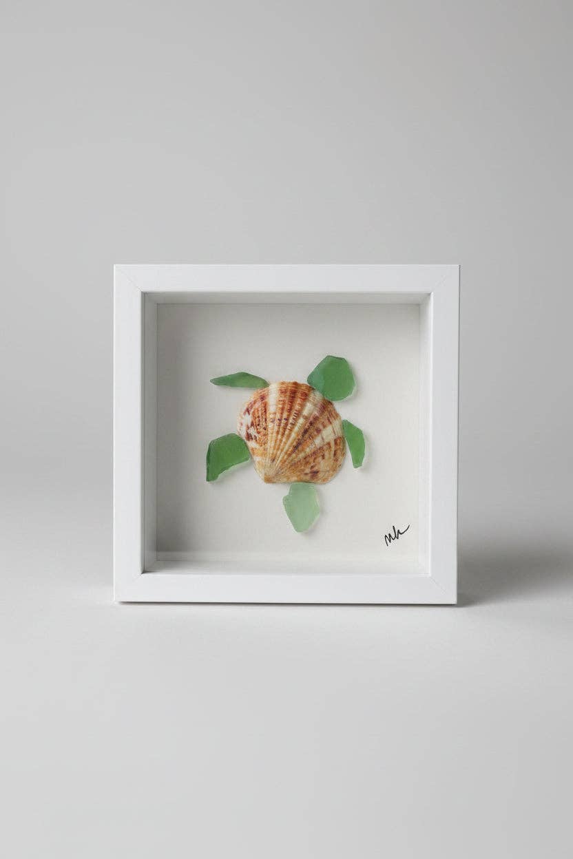 Seaglass Shadow Boxes - Sea Turtle - 5x5