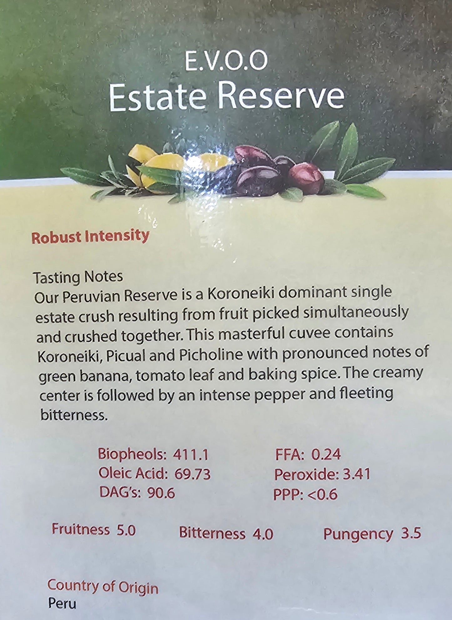 Estate Reserve Extra Virgin Olive Oil