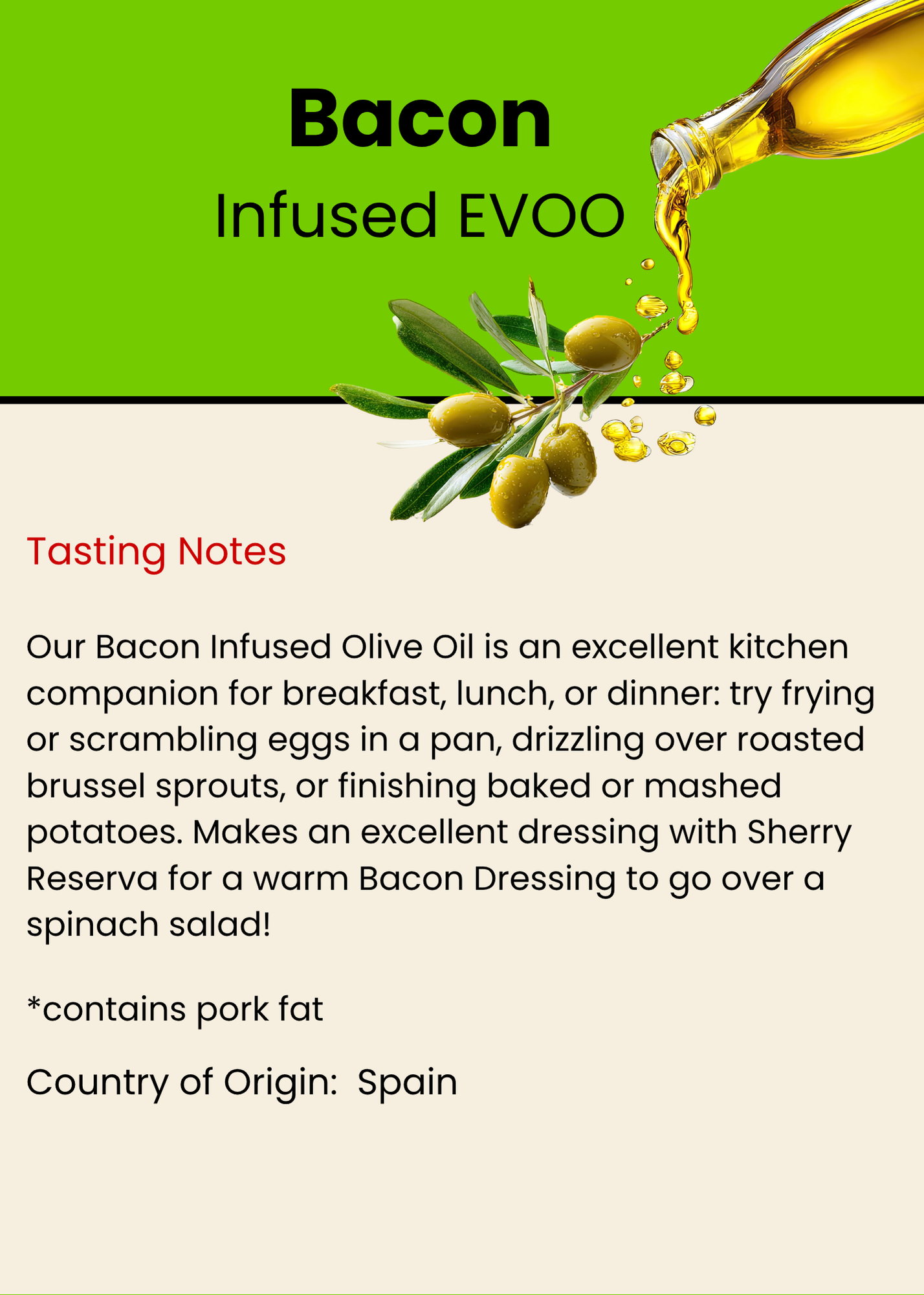 Infused Bacon Olive Oil