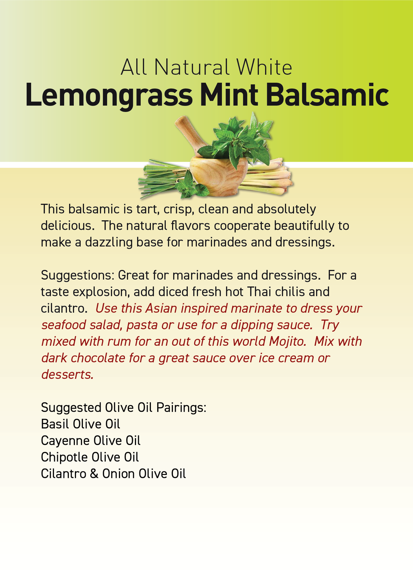 Lemongrass Mint White Balsamic