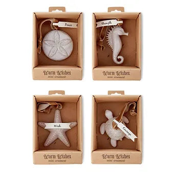 Glittered Coastal Icon Ornaments
