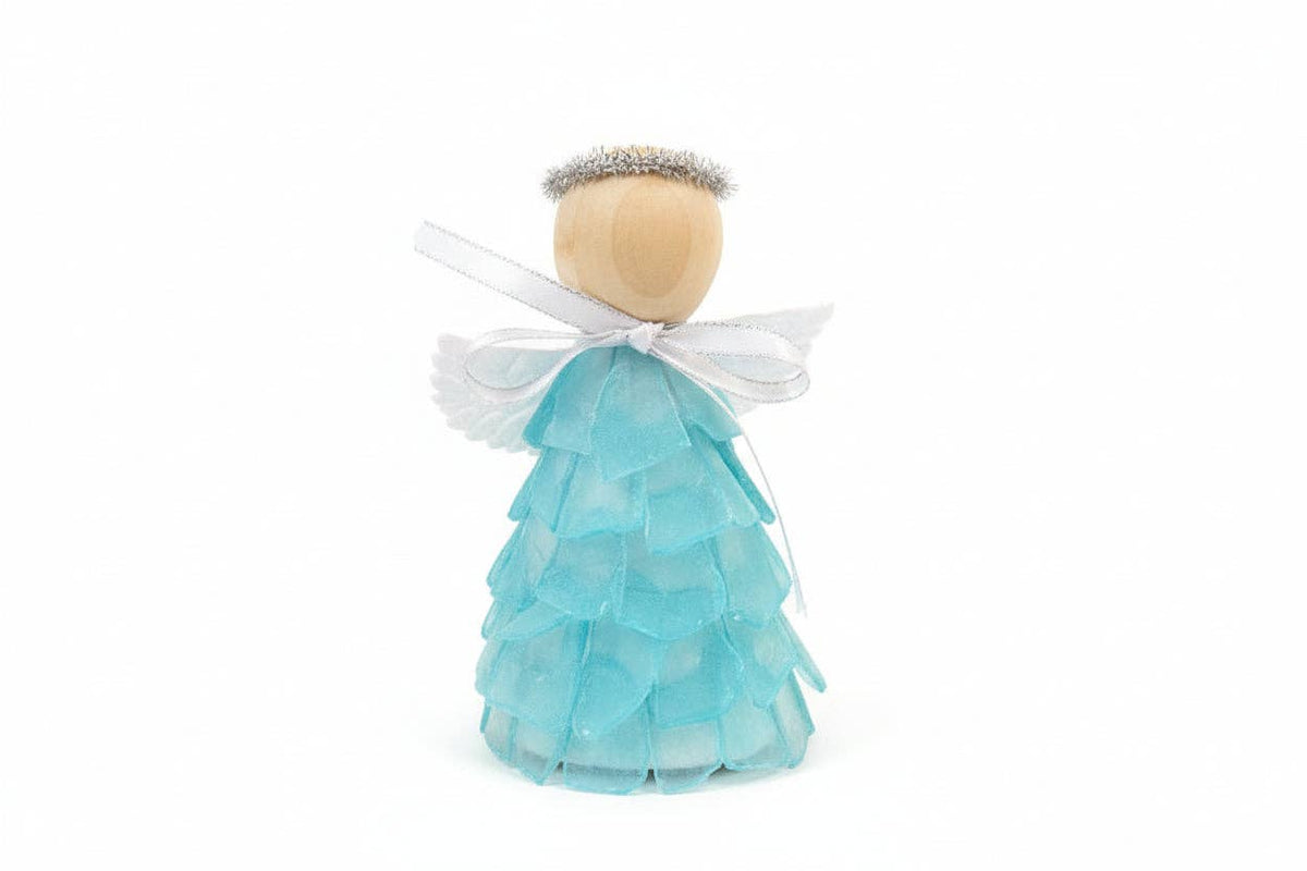 6 Inch Seaglass Christmas Angels with Fairy Lights