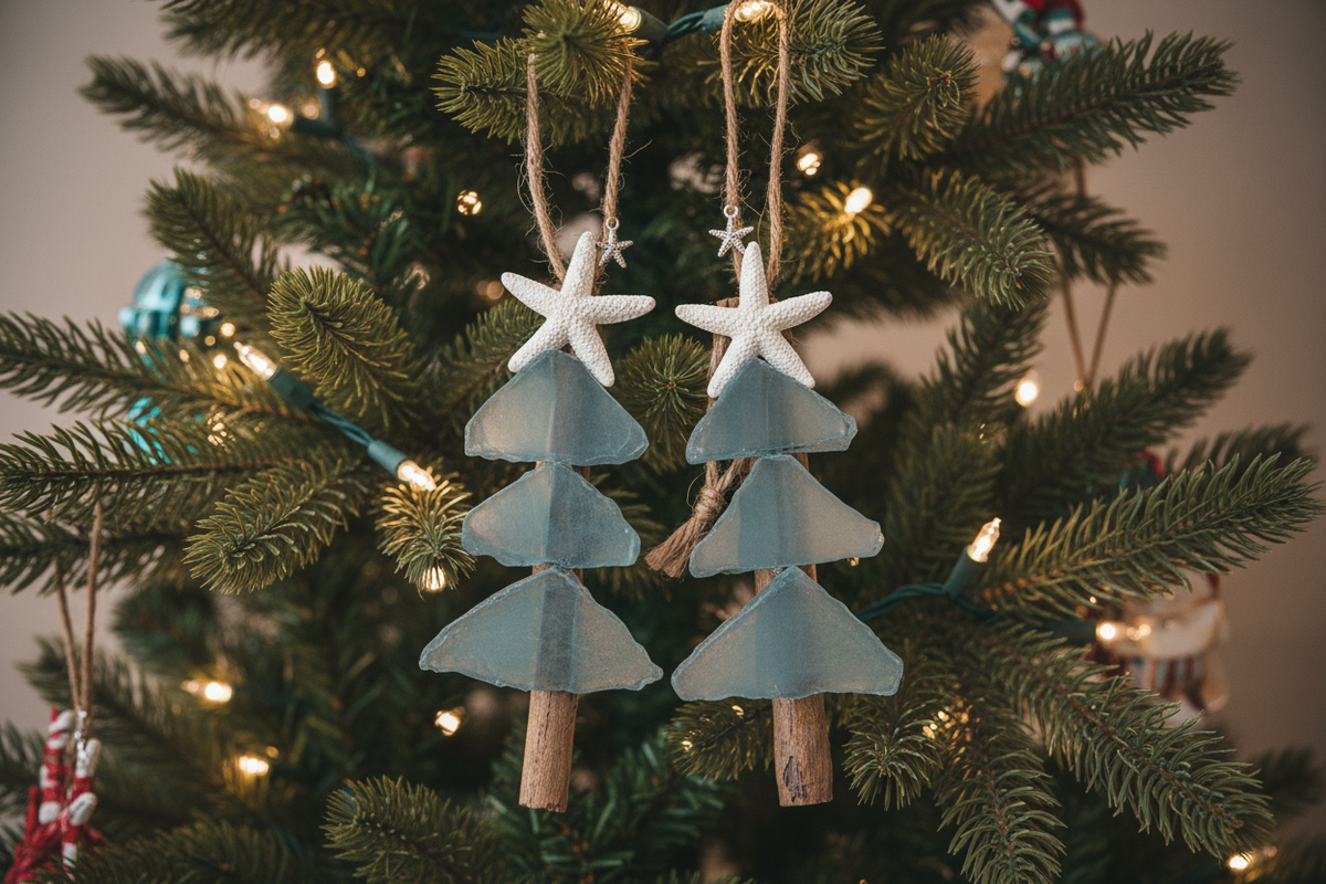 Mini Tree Seaglass Christmas Ornaments
