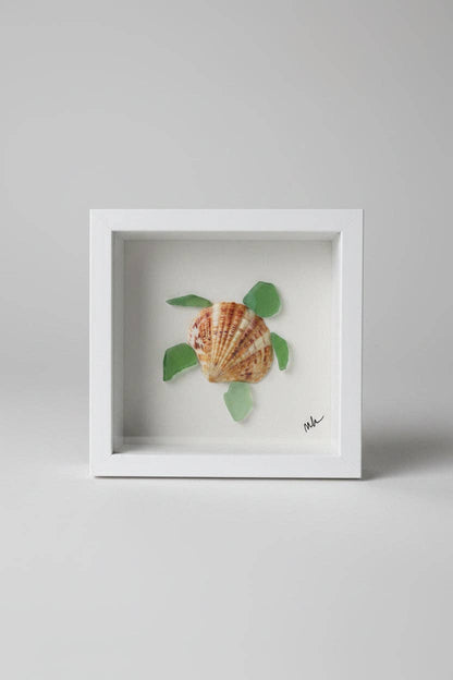 Seaglass Shadow Boxes - Sea Turtle - 5x5