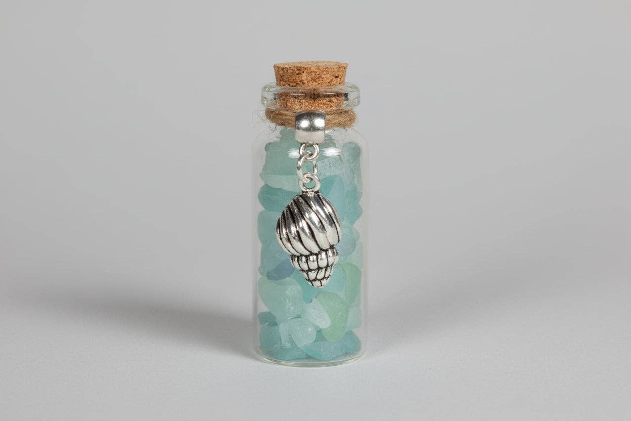 Seaglass Charm Bottles - Stainless Steal Charms