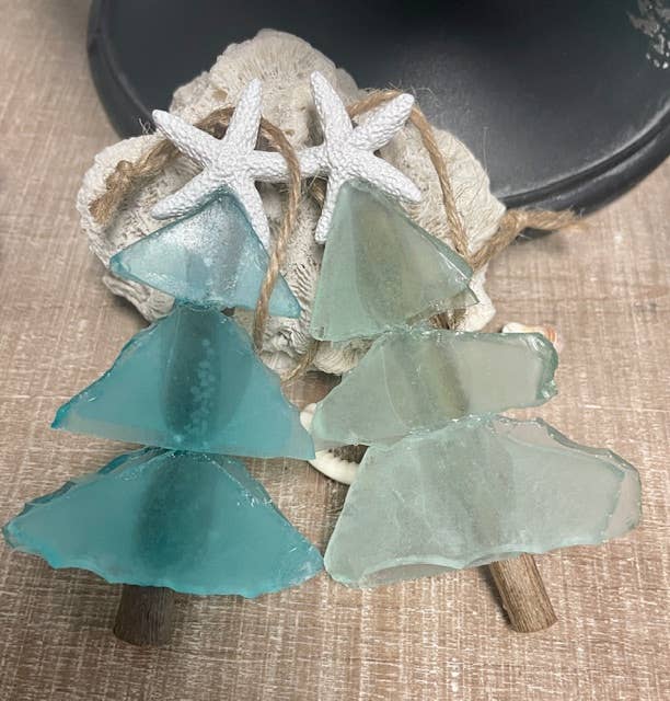 Mini Tree Seaglass Christmas Ornaments