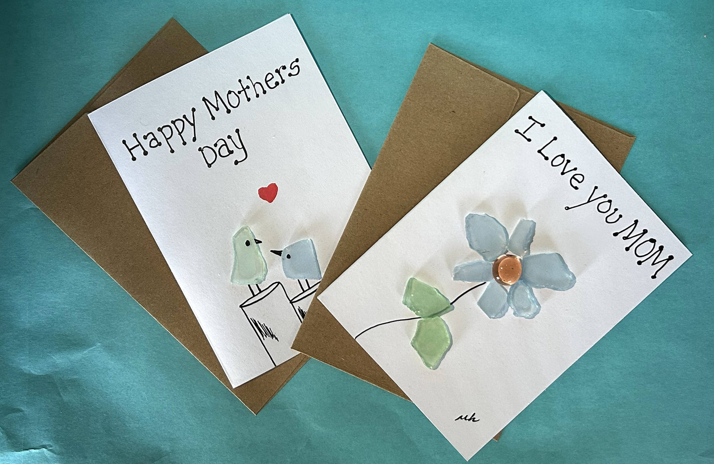 Seaglass Greeting Cards - I Love You Mom