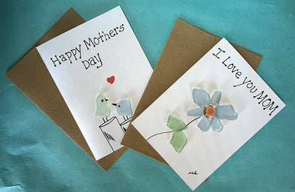 Seaglass Greeting Cards - I Love You Mom