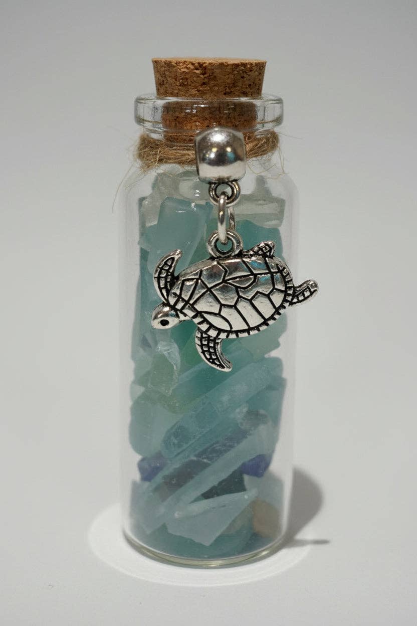 Seaglass Charm Bottles - Stainless Steal Charms