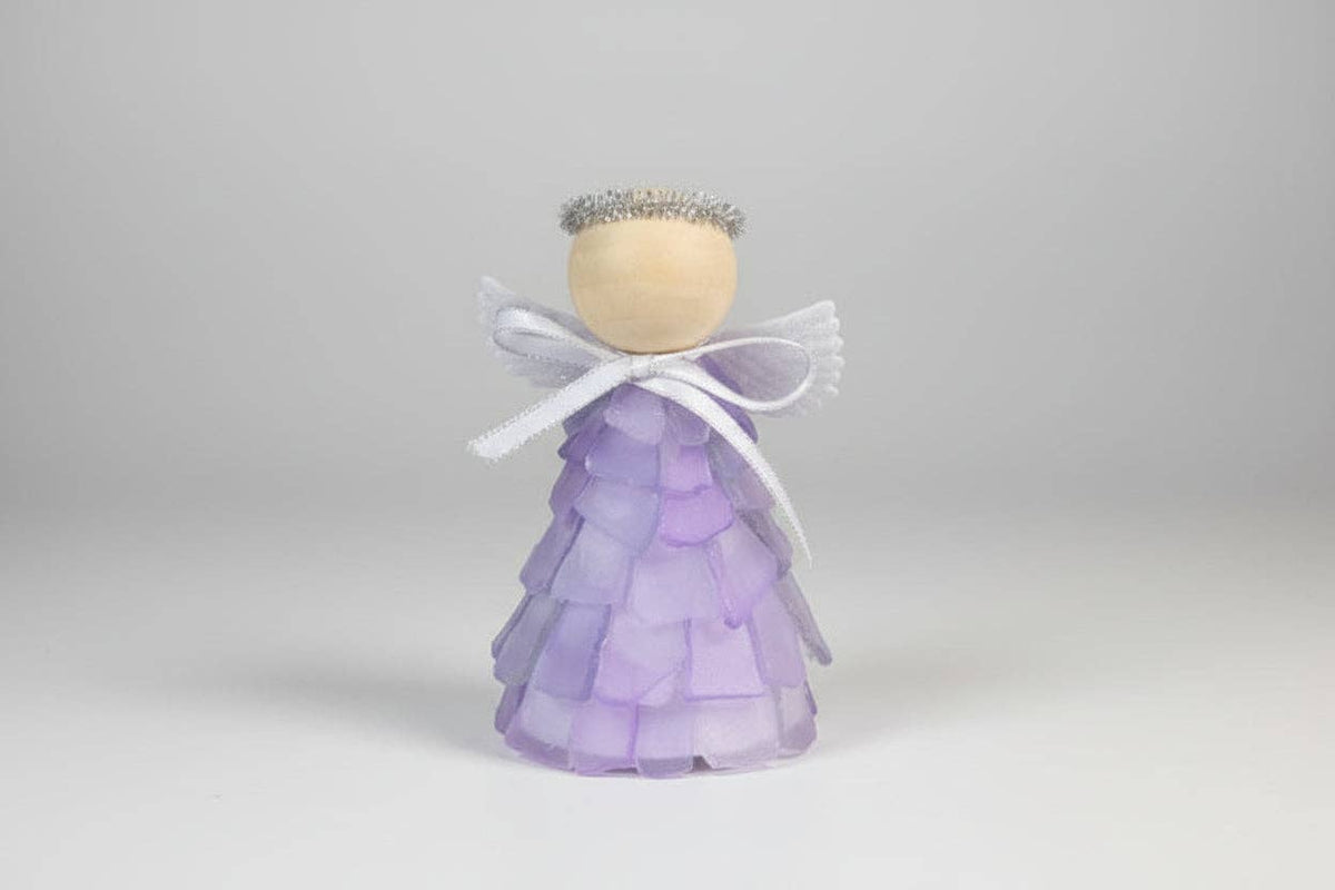 6 Inch Seaglass Christmas Angels with Fairy Lights