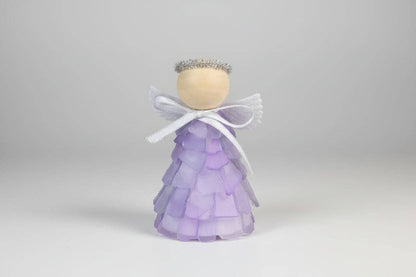 6 Inch Seaglass Christmas Angels with Fairy Lights