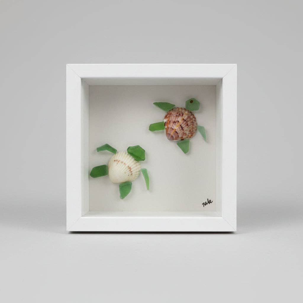 Seaglass Shadow Boxes - Baby Sea Turtles - 5x5