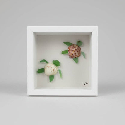 Seaglass Shadow Boxes - Baby Sea Turtles - 5x5