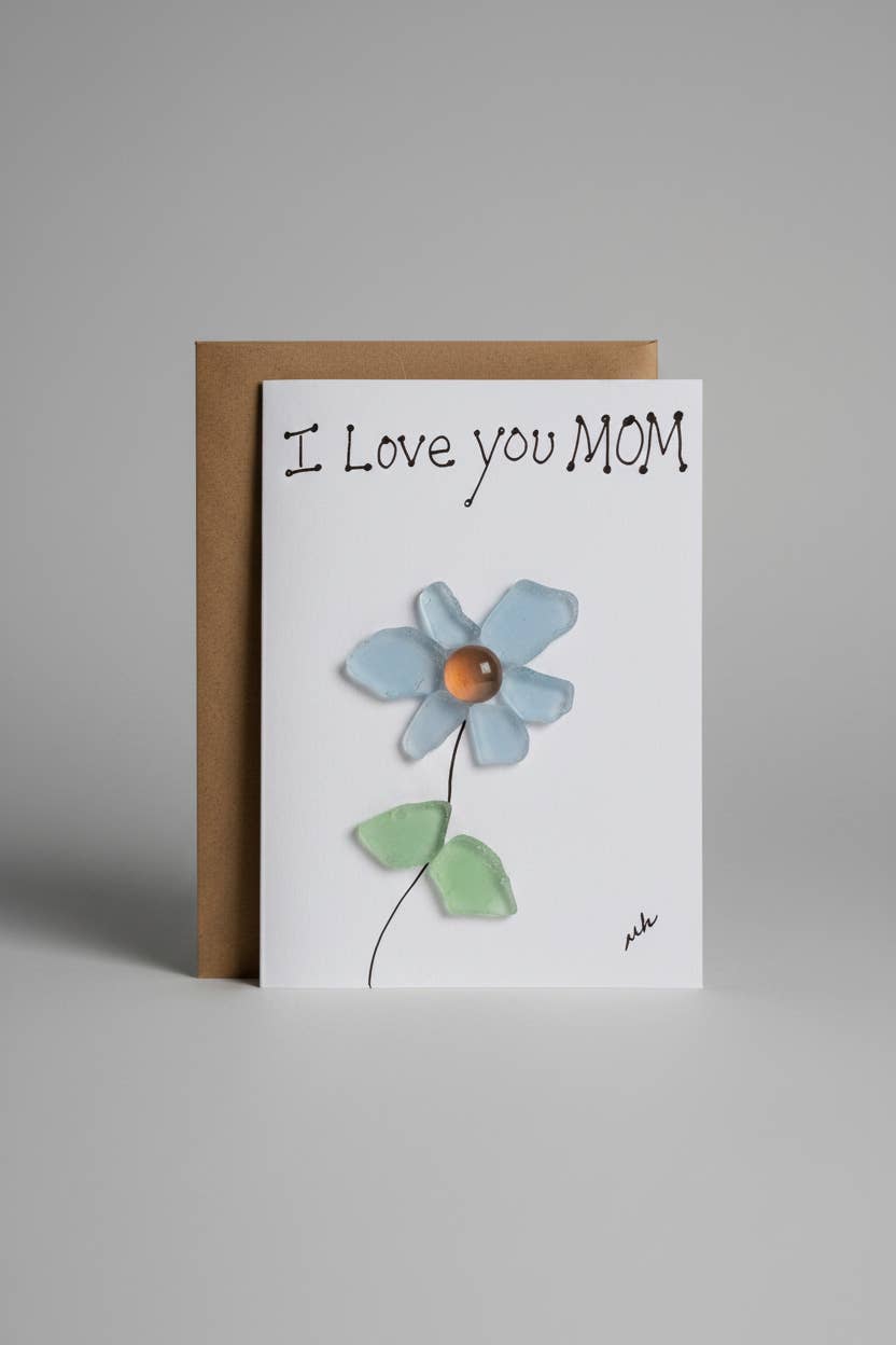Seaglass Greeting Cards - I Love You Mom