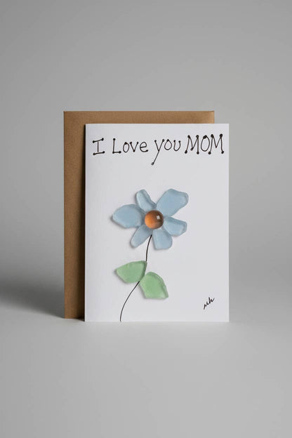 Seaglass Greeting Cards - I Love You Mom
