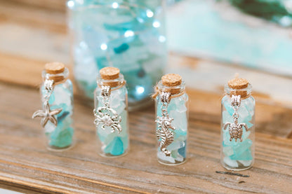 Seaglass Charm Bottles - Stainless Steal Charms