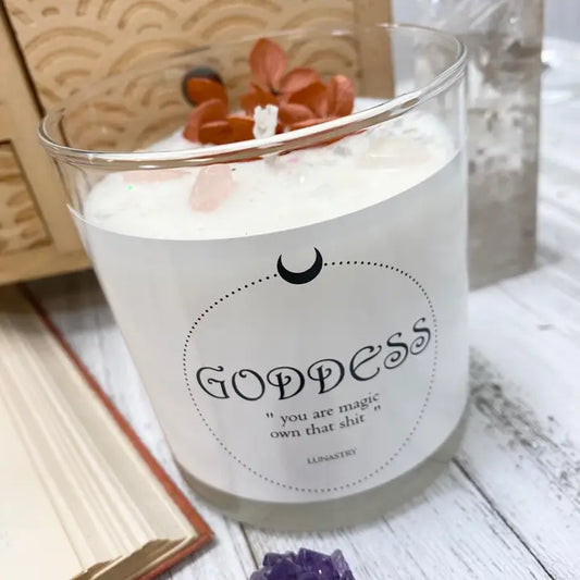 Lunastry Goddess Crystal Candle