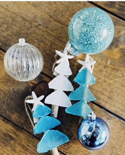 Mini Tree Seaglass Christmas Ornaments