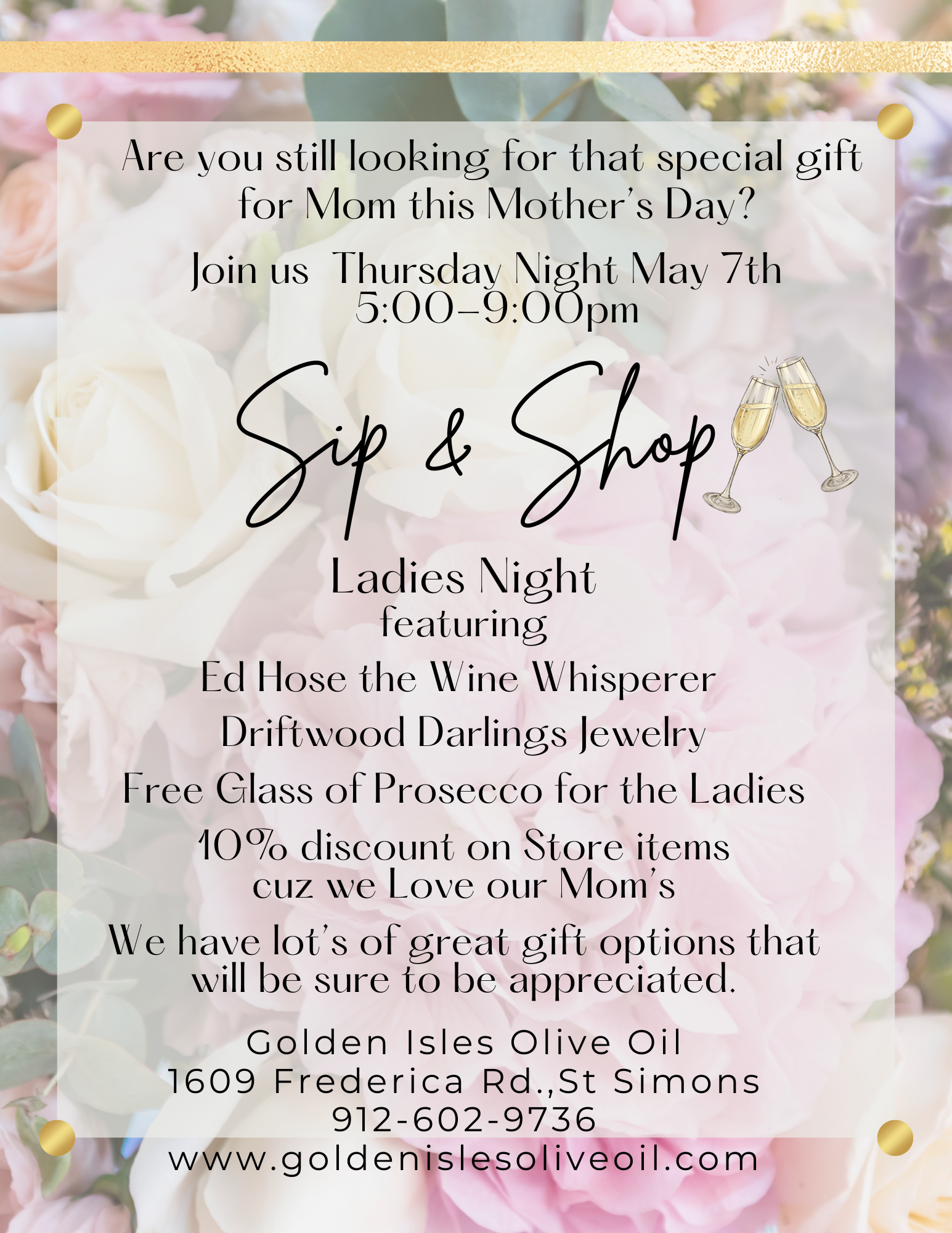 Sip and Shop – Golden Isles Olive Oil
