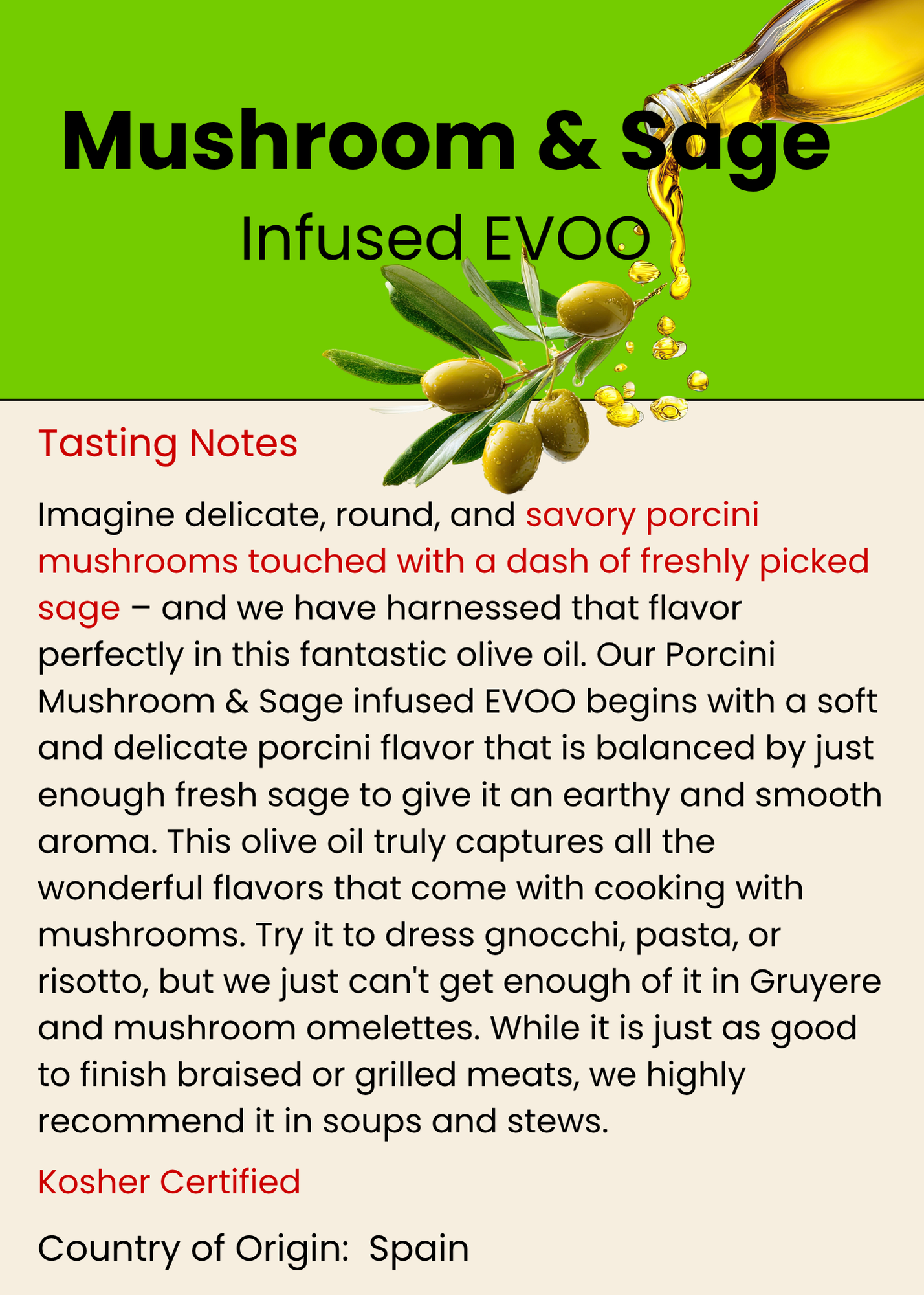 Mushroom and Sage Olive Oil