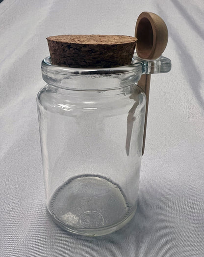 Glass Spice Jar with Mini Wooden Spoon and Cork Top