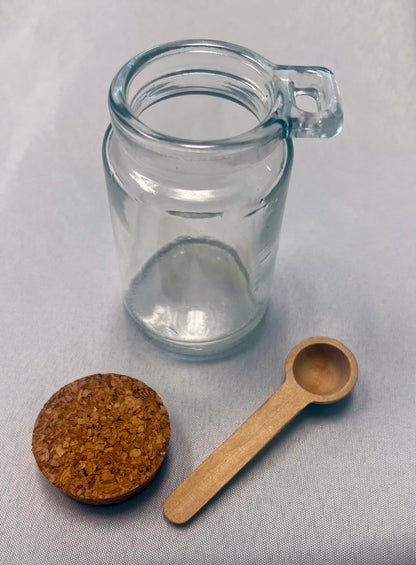 Glass Spice Jar with Mini Wooden Spoon and Cork Top