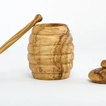 Olive Wood Honey Jar w/Dipper